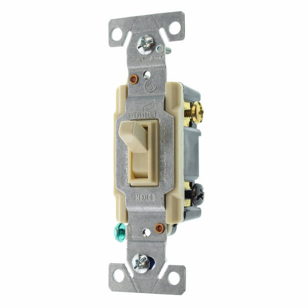 Eaton C1303-7LTV-L 15-Amp, 120-Volt Side and Push Wire Lighted Toggle Switch, Ivory
