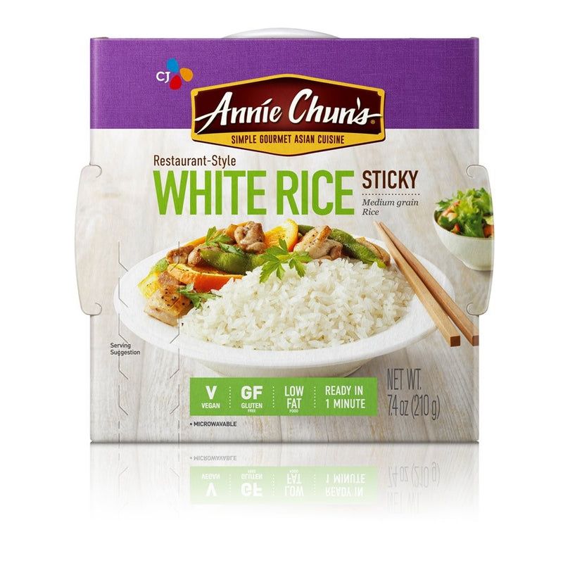 Annie Chun's Cooked White Sticky Rice, Gluten-Free, Vegan, Low Fat, 7.4-oz (Pack of 6)
