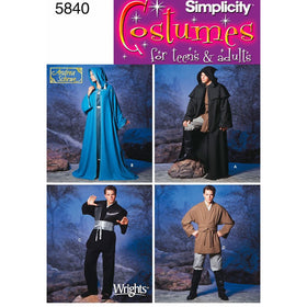 Simplicity Sewing Pattern 5840 Misses, Men and Teen Costumes, A (XS-S-M-LXL)
