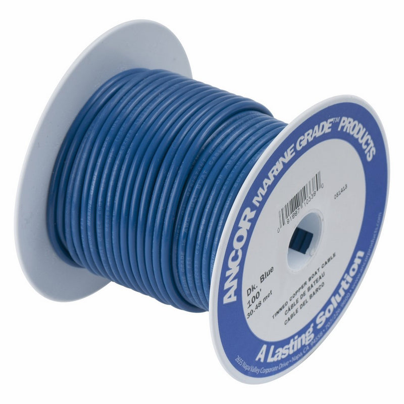 Ancor Marine Grade Primary Wire and Battery Cable (Dark Blue, 100 Feet, 16 AWG)