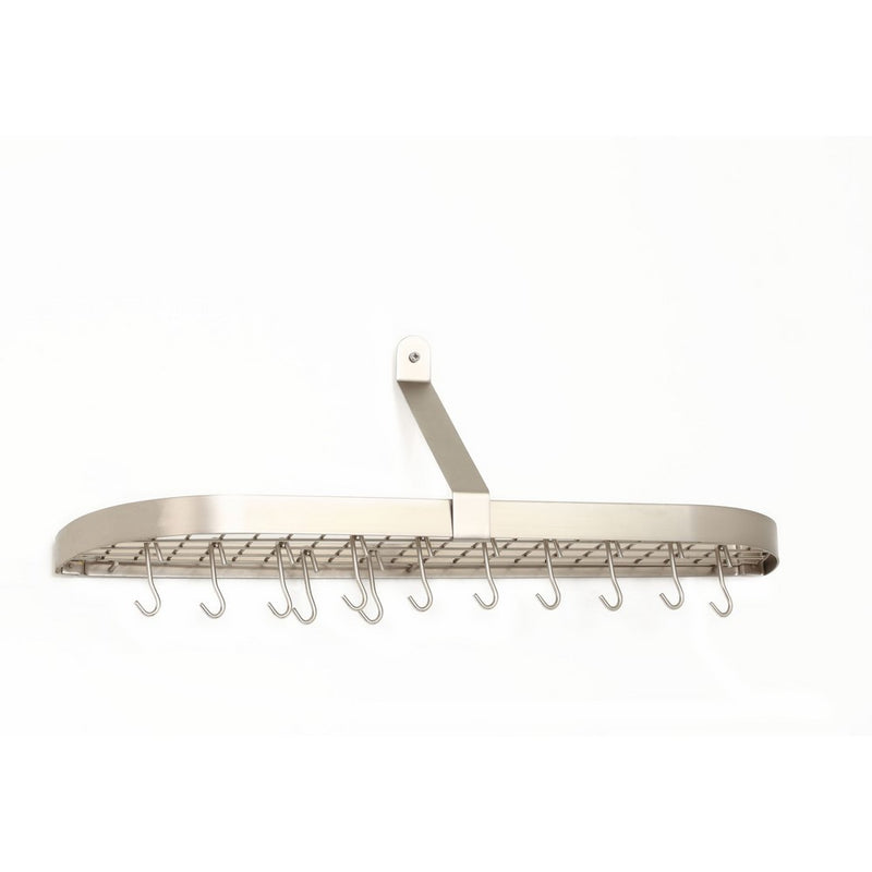 Old Dutch Wall-Mount Pot Rack with Grid & 12 Hooks, Satin Nickel, 36" x 9" x 10.75"
