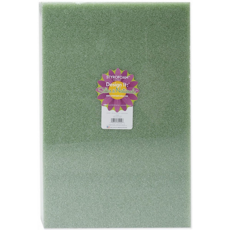 Floracraft Styrofoam Block, 18 by 12 by 2-Inch, Green, 1-Pack