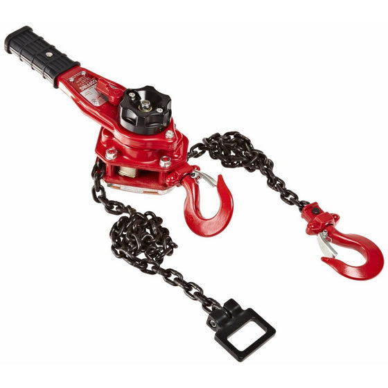 Coffing LSB-1500B-5 Steel LSB-B Model Ratchet Lever Hoist with Hook, 5' Lifting Height, 3/4 Ton Load Capacity