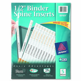 Avery 89101 Binder Spine Inserts, 1/2" Spine Width, 16 Inserts per Sheet (Pack of 5 Sheets)