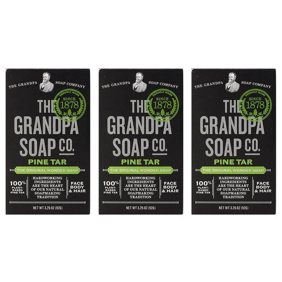 Grandpa's Pine Tar Bar Soap 3.25 Ounce (Pack of 3)