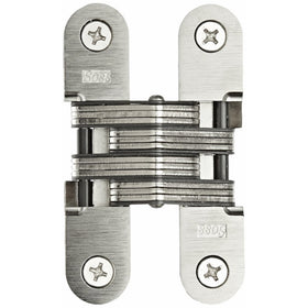 SOSS Mortise Mount Invisible Hinge with 4 Holes, Zinc, Satin Chrome Finish, 4-5/8 Leaf Height, 1" Leaf Width, 1-7/16 Leaf Thickness, 14 x 1-1/2 Screw Size