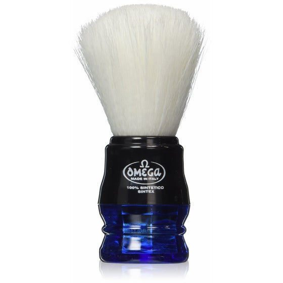 Omega Blue Handle Syntex Synthetic Fibre Shaving Brush Vegan Cruelty Free