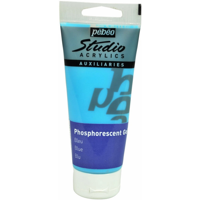 Pebeo Studio Acrylics Auxiliaries, Phosphorescent Gel, 100 ml - Blue