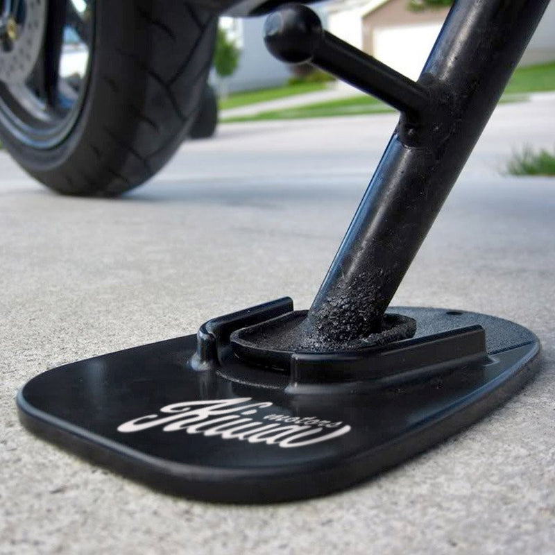 KiWAV Motorcycle kickstand pad support for soft ground outdoor parking, Black (pack of 1)