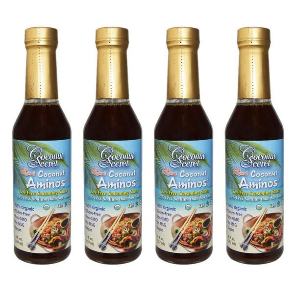 Coconut Secret Raw Coconut Aminos, Soy-Free Seasoning Sauce, 8 fl oz,4 pk