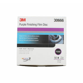 3M 30666-50PK Hookit 6" Purple Finishing Film Disc, (Pack of 50)
