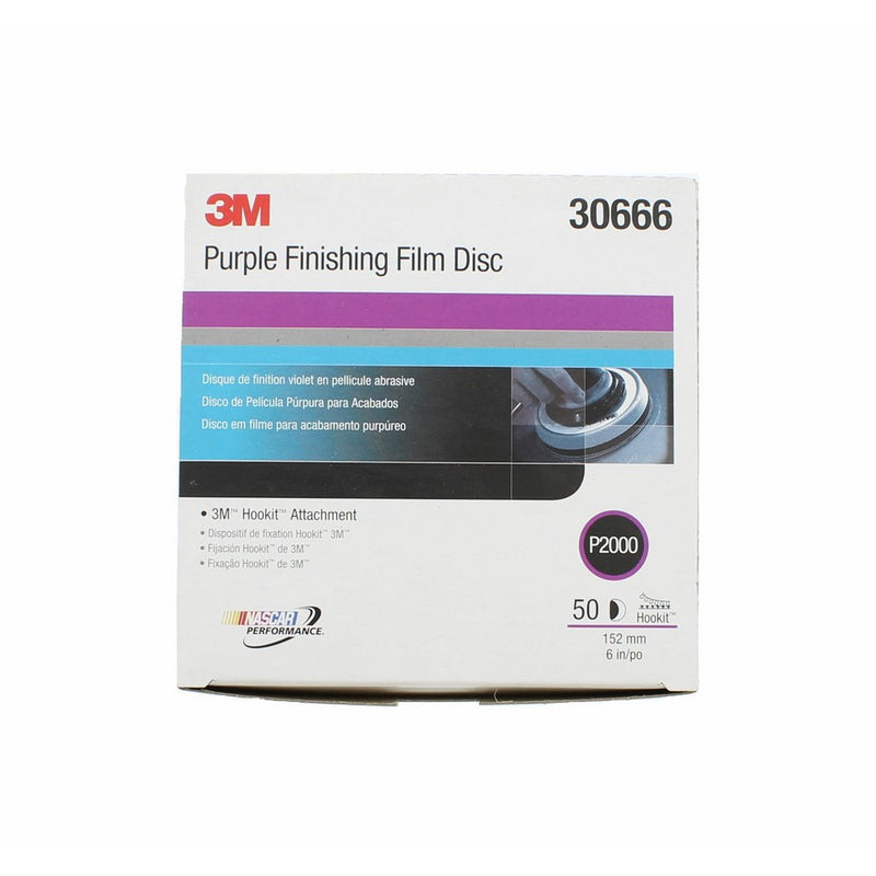 3M 30666-50PK Hookit 6" Purple Finishing Film Disc, (Pack of 50)