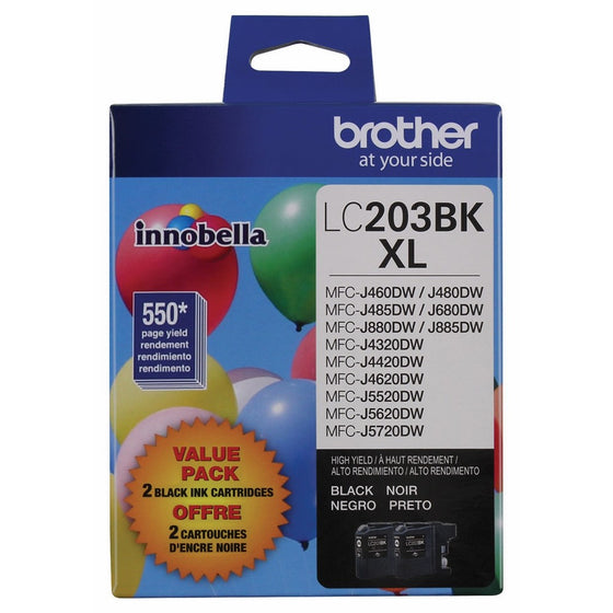 Brother LC203BK XL 2 Pack, Black Ink (LC2032PKS)