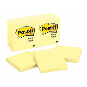 Post-it Notes, 3 in x 3 in, Canary Yellow, 12 Pads/Pack (654)