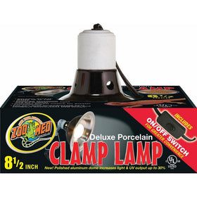 Zoo Med Deluxe Porcelain Clamp Lamp with 8.5-Inch Dome, Black