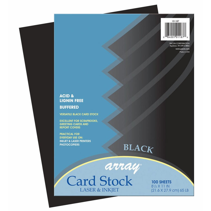 Pacon Card Stock, 8 1/2 inches by 11 inches, Black, 100 Sheets (101187)