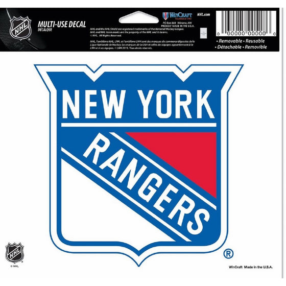 NHL New York Rangers Multi-Use Colored Decal, 5" x 6"