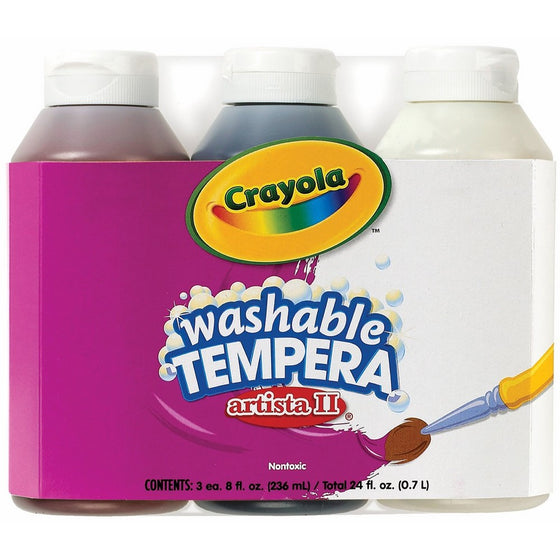 Crayola 3 Count 8-Ounce Artista II Washable Tempera Neutral Color Set