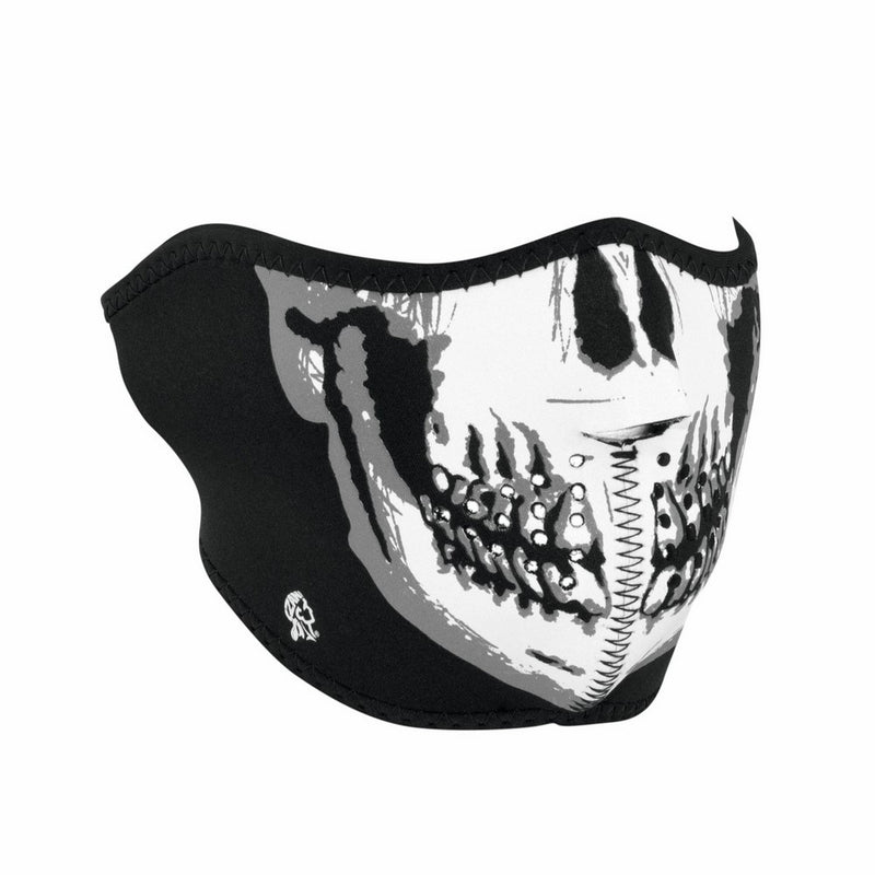Zanheadgear WNFM002H Neoprene Half Face Mask, Black and White Skull Face