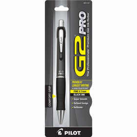 Pilot G2 Pro Retractable Gel Ink Roller Ball Pen, Fine Point, Gray Barrel, Black Ink (31147)