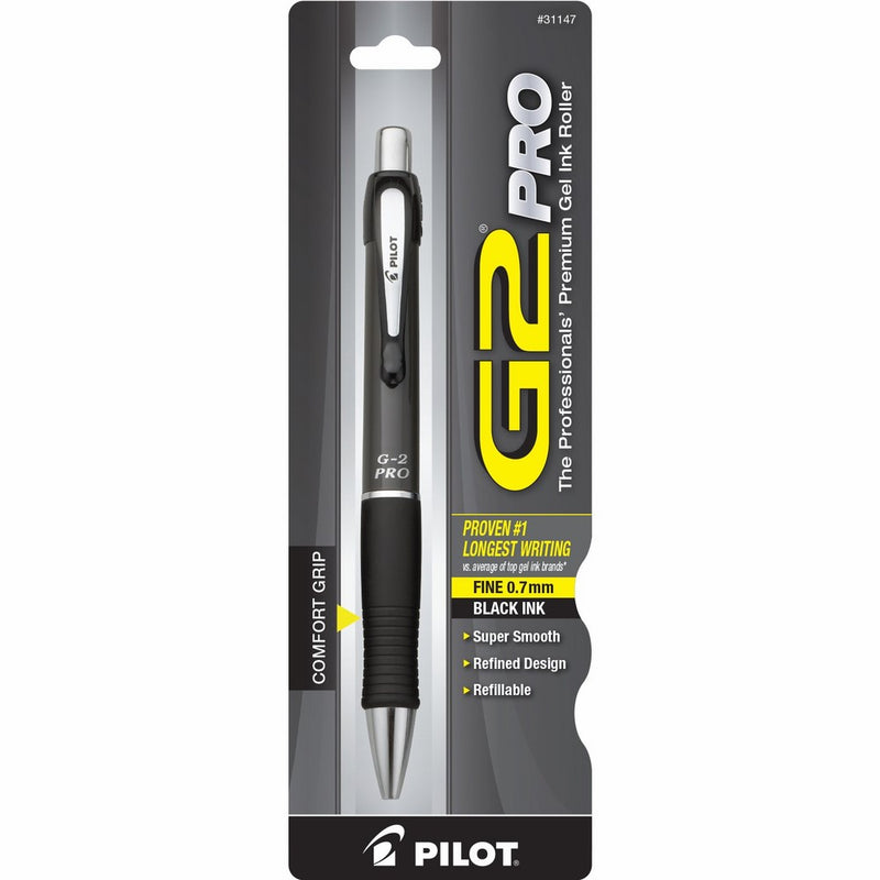 Pilot G2 Pro Retractable Gel Ink Roller Ball Pen, Fine Point, Gray Barrel, Black Ink (31147)