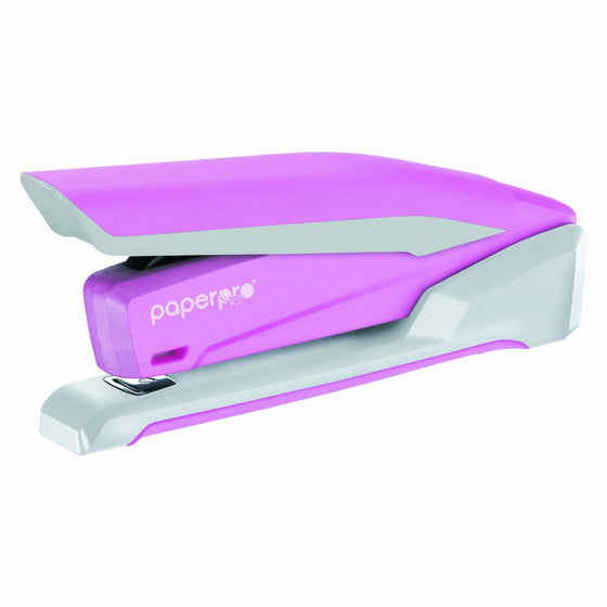 PaperPro inPOWER20 - 3 in 1 Stapler - One Finger, No Effort, Spring Powered Stapler, Breast Cancer Awareness Pink (1188)