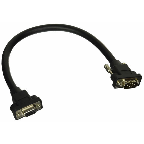 C2G 52093 Panel-Mount HD15 SXGA Male to SXGA Female Monitor Extension Cable, Black (1 Foot, 0.30 Meters)