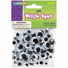 Creativity Street Wiggle Eyes Assorted Sizes, Black, 100-Piece (CKC344602)