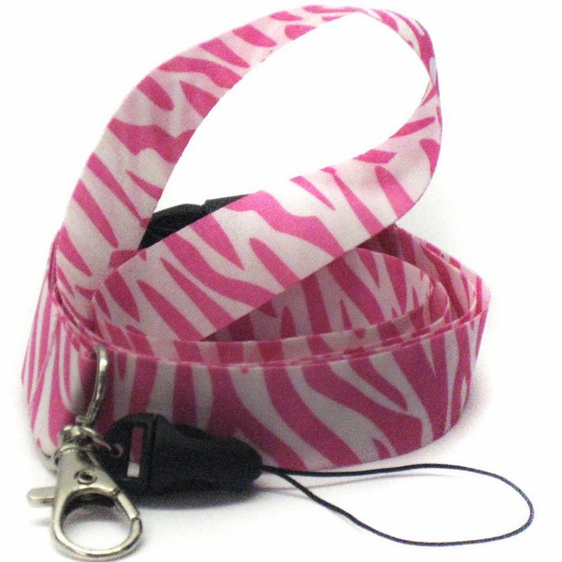 White And Pink Zebra Lanyard