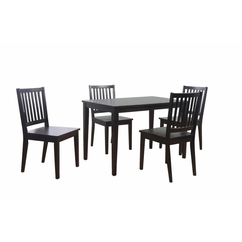 Target Marketing Systems 5 Piece Shaker Dining Set with 4 Slat Back Chairs and 1 Dining Table, Black