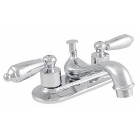 LDR 011 4701 Double Handle Lavatory Faucet with Teapot Spout and Pop-Up, Chrome