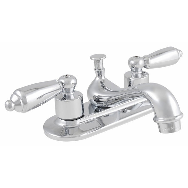 LDR 011 4701 Double Handle Lavatory Faucet with Teapot Spout and Pop-Up, Chrome