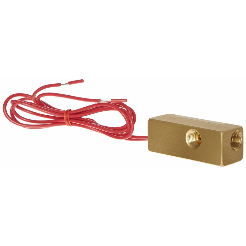 Gems Sensors FS-927 Series Brass Compact Flow Switch, Elbow, Piston Type, Normally Open, 0.1 gpm Flow Setting, 1/4" NPT Female
