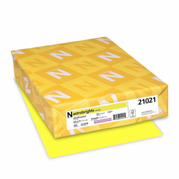 Astrobrights Colored Cardstock, 8.5” x 11”, 65 lb/176 gsm, Lift-Off Lemon, 250 Sheets (21021)