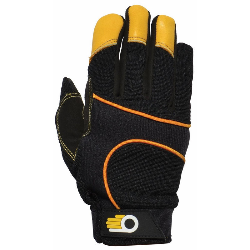 LFS Inc Bellingham C7780M Performance Leather Palm Work Gloves, Premium Grain Cowhide with PVC Reinforcement, Neoprene Wrist with Velcro Closure, Medium