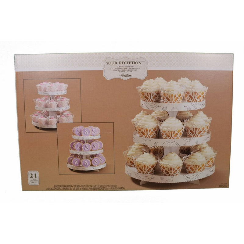 Wilton Your Reception Wedding Cupcake Stand Kit With 24 Wraps and Cups