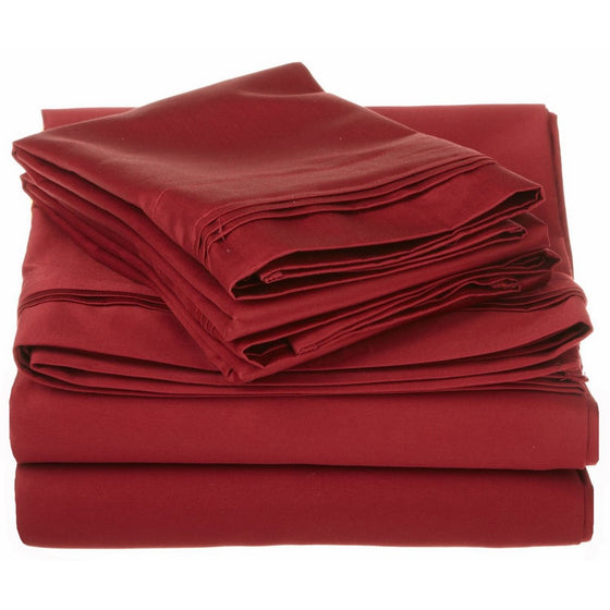 1000 Thread Count Egyptian Cotton Solid Sheet Set Size: California King, Color: Burgundy
