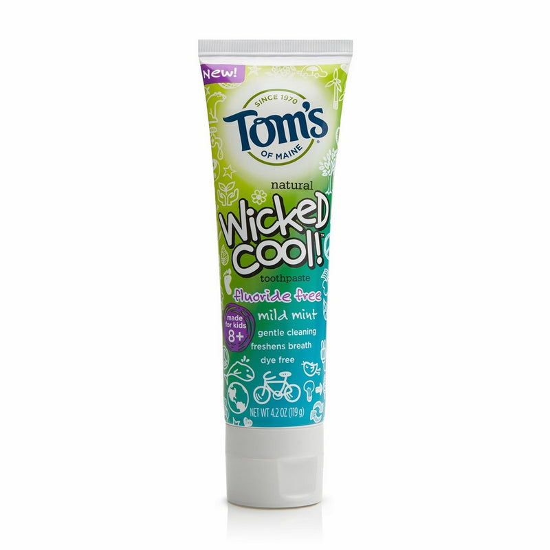 Tom's Of Maine Wicked Cool Mild Mint Kid's Toothpaste Fluoride Free, 4.2 Ounce