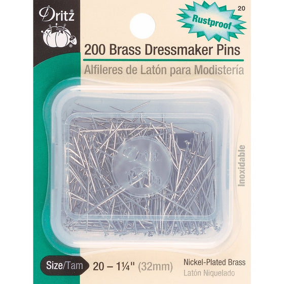 Dritz 200-Piece Brass Dressmaker Pins, 1-1/4-Inch