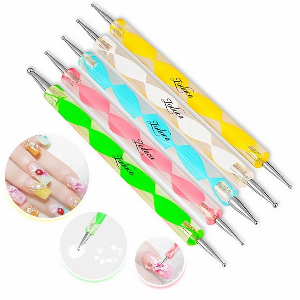 5 pc 2 Way Dotting Pen Tool Nail Art Tip Dot Paint Manicure kit