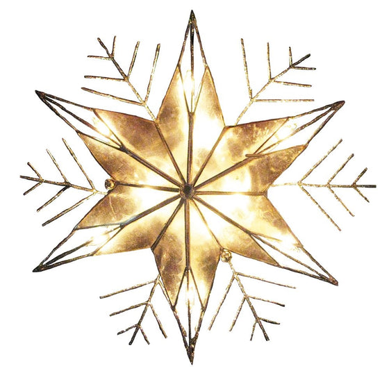 Kurt Adler 10-Light Capiz and Wire Snowflake Christmas Treetop, 10-Inch, Silver