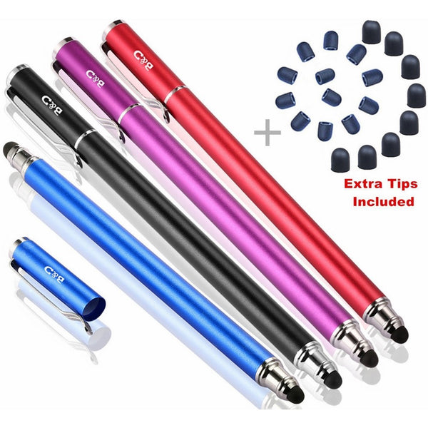 Bargains Depot Capacitive Stylus / Styli 2-in-1 Universal Touch Screen Pen for All Touch Screen Tablets & Cell Phones with 20 Extra Replaceable Soft Rubber Tips (Pack of 4)