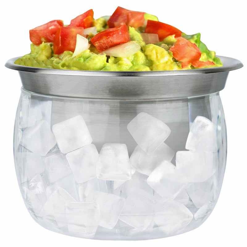 Estilo Stainless Steel Dip Chiller Bowl with Acrylic Ice Chamber Bowl Base