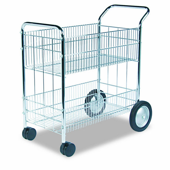 Fellowes 40912 Wire Mail Cart, 21-1/2w x 37-1/2d x 39-1/4h, Chrome