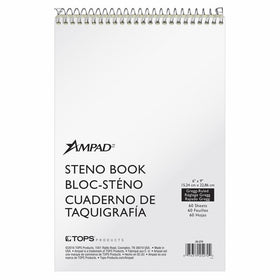 Ampad Spiral Steno Book, Gregg Rule, 6 x 9, Green Tint, 60 Sheets Per Notebook, 12 Pack (25-270)