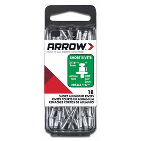 Arrow Fastener RSA3/16 18 Count 3/16-Inch Short Aluminum Rivets