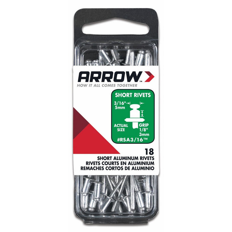 Arrow Fastener RSA3/16 18 Count 3/16-Inch Short Aluminum Rivets