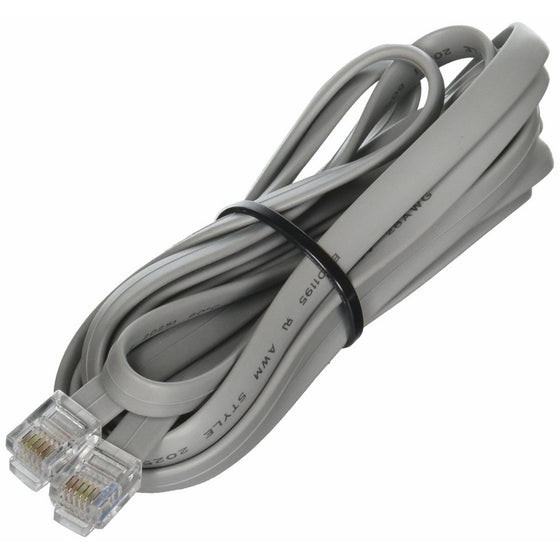 RJ11 6P6C Modular Flat Phone Cable, Silver, 7 Feet