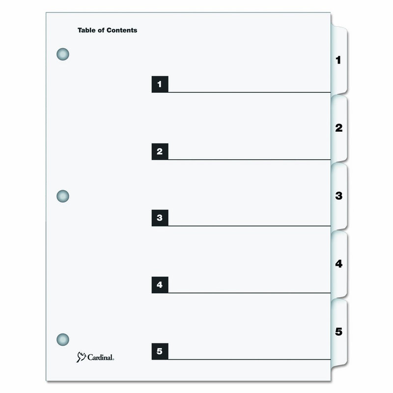 Cardinal by TOPS Products QuickStep OneStep Bulk Index System, 5-Tab, White, Box of 24 Sets (60533)