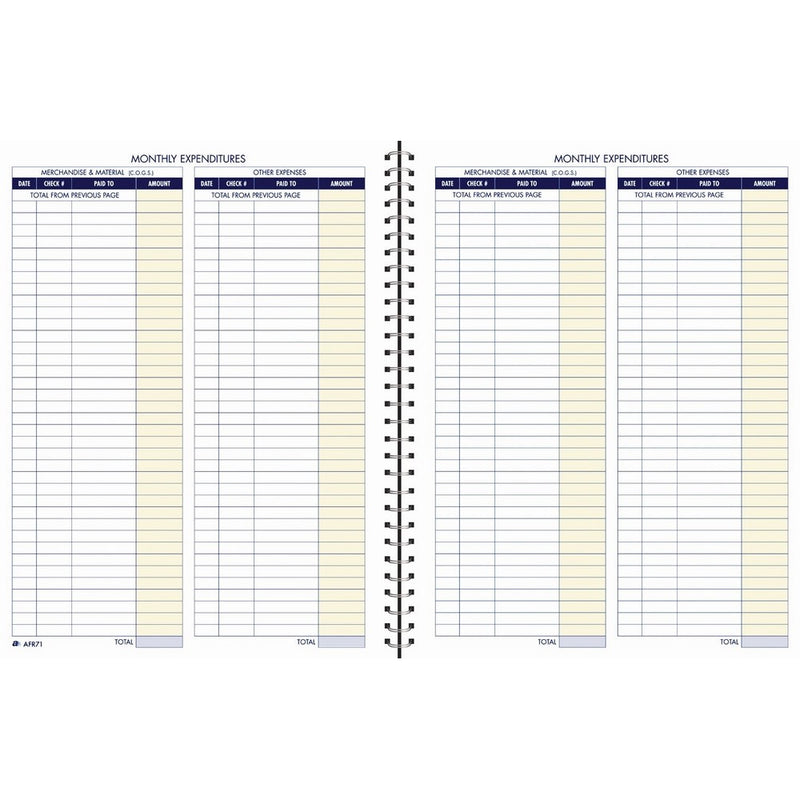 Adams Bookkeeping Record Book, Monthly Format, 8.5 x 11 Inches, White (AFR71)